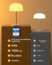 Carica l'immagine nel visualizzatore di Gallery, Lampada da doccia impermeabile IP65, 7500 mAh, lampada da tavolo ricaricabile per bagno, confezione da 1