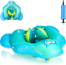Carica l'immagine nel visualizzatore di Gallery, Salvagente Neonato con Parasole, Salvagente Gonfiabile per Piscina Regolabile Doppio Airbag Anello, Anello di Nuoto per Bambini per Bambini da 6 a 36 Mesi (Blu)