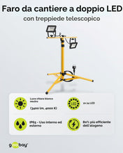 Carica l'immagine nel visualizzatore di Gallery, Goobay 57845 Faretto da costruzione a LED su stativo telescopico 2 x 20W / 3400lm / Luce bianca neutra - 4000K / Per uso