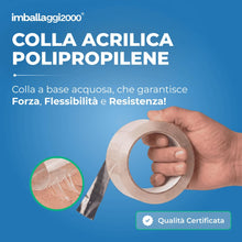 Carica l'immagine nel visualizzatore di Gallery, IMBALLAGGI 2000 - Nastro Adesivo Trasparente in Polipropilene, 6Pz 5cm x 66mt x 76 mm, per Pacchi, Resistente a Strappo 