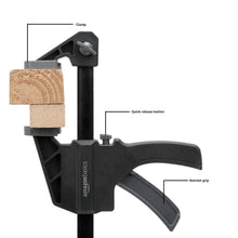 Carica l'immagine nel visualizzatore di Gallery, Amazon Basics Confezione da 6 morsetti a barra: 2 unità da 10.16 cm, 4 unità da 15.24 cm, Nero/ Grigio