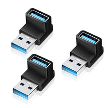 Carica l'immagine nel visualizzatore di Gallery, Set di 2 adattatori da USB-A a USB-A ad angolo di 90 gradi, U-S-B 3.2 10 Gbps, trasferimento ad alta velocità, compatibi