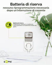 Carica l'immagine nel visualizzatore di Gallery, goobay 64900 Timer digitale 10 programmi giornalieri/modalità casuale antieffrazione/programmabile/3680 W a 230 V (AC) e