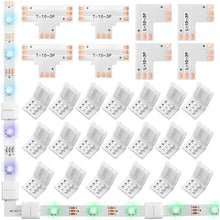 Carica l'immagine nel visualizzatore di Gallery, 28 Pezzi Connettori Striscia Led 4 Pin Connettori Led Per Strisce Led Smd 5050 Rgbw Da 10mm Connettori Per Strisce Lumin