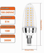 Carica l'immagine nel visualizzatore di Gallery, Lampadine LED da 15W, 120W Lampadine a Incandescenza Equivalenti, Bianco Caldo 3000K, 1700Lm, E14 Piccola Vite Edison, 3