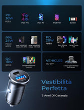 Carica l'immagine nel visualizzatore di Gallery, LISEN Caricatore Auto USB C 69W+60W Cavo【PD &amp; QC3.0 Rapido】 Caricatore Auto Accendisigari, Caricabatterie Auto USB C Kit di Accessori da Auto Per Cellulari Compatibile con iPhone 17 16 15 Pro Max
