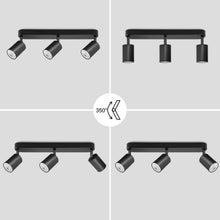 Carica l'immagine nel visualizzatore di Gallery, Faretti da Soffitto Orientabili, GU10 Faretti LED da Soffitto Nero, Lampada Soffitto 3 Luci Moderni, Faretto da Parete I