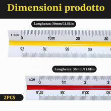 Carica l'immagine nel visualizzatore di Gallery, 30 cm scalimetro righello, 2 pezzi, 11 proporzioni comunemente usate per scala triangolare, per architettura, righello t