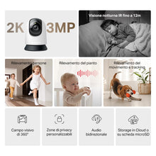 Carica l'immagine nel visualizzatore di Gallery, Mercusys MC210 2K 3MP Telecamera WiFi Interno Videocamera Sorveglianza 360°