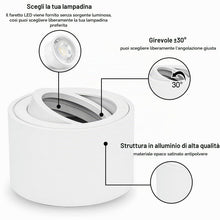 Carica l'immagine nel visualizzatore di Gallery, LED Faretto da Soffitto, Orientabili, Ø80x50mm, Faretti Soffitto in Alluminio, Bianco, Faretti Led Soffitto per moduli L