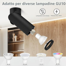 Carica l'immagine nel visualizzatore di Gallery, KYOTECH Nero Faretto da Parete o Soffitto Orientabile, Attacco GU10 per Lampadina, Plafoniera, Lampada da Soffitto per I