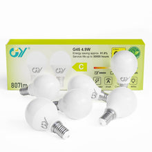 Carica l'immagine nel visualizzatore di Gallery, GY Lampadine LED E14, 4.9W (equivalenti a 60W), Lampadine LED Attacco Piccolo G45, 6500K Luce Fredda, 807 Lumen, Lampadi