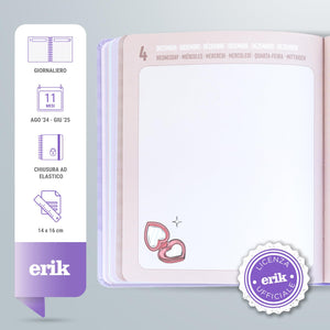 Grupo Erik: Diario Anime 2024 2025 - Diario scuola 2024 2025 con copertina rigida, 11 mesi, 16 x 14 cm, Diario scolastico 2024-2025, Agenda anime manga 2024 2025