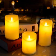 Carica l'immagine nel visualizzatore di Gallery, Candele LED finte fiamma oscillante set 3 (10cm, 12.5cm, 15cm), natale decorazioni, lanterne natalizie da interno, bianc