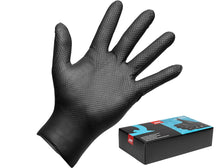 Carica l'immagine nel visualizzatore di Gallery, APP Quartz Q-GRIP Guanti Monouso in Nitrile Neri 8 mil Ultra Spessi, 50 Pezzi | Texture Diamante Antiscivolo, Senza Polv