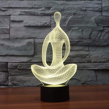 Carica l'immagine nel visualizzatore di Gallery, Creativo 3D Yoga Meditazione Luce Notturna 16 Colori Mutevoli Telecomando USB Potere Toccare Cambiare Lampada Arredament
