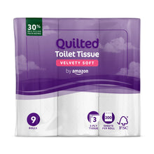 Carica l&#39;immagine nel visualizzatore di Gallery, by Amazon Carta Igienica, 3 Veli Trapuntata, Morbida e Setosa, 36 Rotoli (4 Confezioni da 9), 200 Fogli per Rotolo, Certificata FSC