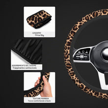 Carica l'immagine nel visualizzatore di Gallery, Rivestimento per volante auto con stampa leopardata, universale in neoprene da 38 cm/15 pollici, antiscivolo, protettore