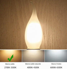 Carica l'immagine nel visualizzatore di Gallery, Lampadina Filamento LED Candela Fiamma E14 4W Equivalenti 40W, 400Lm, Bianca Calda 2700k, Lampadine Candela E14 per Lamp
