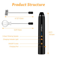 Carica l'immagine nel visualizzatore di Gallery, Philorn Montalatte Elettrico Frullino Montalatte Portatile a Doppia Frusta, Milk Frother Ricaricabile Usb a 3 Velocità, Montalatte Manuale Per Latte/Cappuccino/Caffè/Montalatte