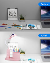 Carica l'immagine nel visualizzatore di Gallery, Lampada da Scrivania a LED per Bambini,Lampada da Tavolo con Portapenne e Proiezione di Stelle,3 Modalità di Luminosità 
