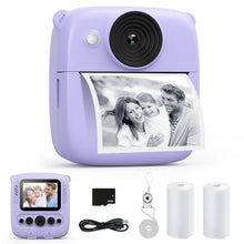 Carica l'immagine nel visualizzatore di Gallery, CalineGam Macchina Fotografica Bambini Istantanea, 2.0 Pollici Fotocamera Digitale Bambini con 32GB Scheda e Carta Fotografica, Regali di Natale Compleanno per 4 5 6 7 8 9 10 Ragazze Ragazzi (Viola)