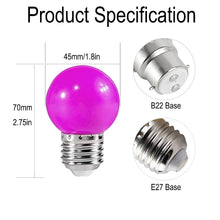 Carica l'immagine nel visualizzatore di Gallery, Lampadine Colorate LED Viola, Lampadina E27 G45 2W, Mini Lampadine Colorate Lampada LED, Impermeabile per Interni ed Est
