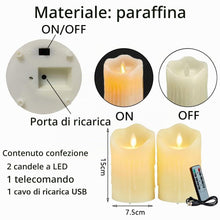Carica l'immagine nel visualizzatore di Gallery, Candele LED 2 pezzi Candela con Fiamma Tremolante Ricaricabili a Telecomando Funzione Timer Realizzato in Paraffina con 
