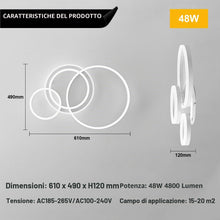Carica l'immagine nel visualizzatore di Gallery, LED Ceiling Light, 48W Dimmbar Ceiling Light, Lampada Moderna Soggiorno 61cm 4 Anelli LED Lampade a Soffitto, Lampada a 