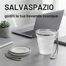 Carica l'immagine nel visualizzatore di Gallery, 320 Ml Bicchiere Portatile Pieghevole Da Viaggio Con Coperchio In Plastica, Bicchiere Pieghevole In Silicone Senza Bpa ，