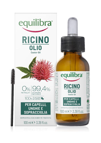 Equilibra Capelli, Olio di Ricino da Spremitura a Freddo, Olio di Ricino per Capelli, Unghie e Sopracciglia, Naturalmente Ricco di Antiossidanti e Vitamina E, Dermatologicamente Testato, 100 ml