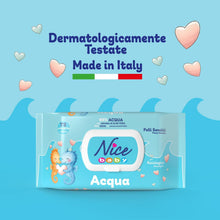 Carica l'immagine nel visualizzatore di Gallery, Nice Baby Acqua Salviette per Cambio Pannolino, con il 98% di Acqua ed Estratto di Aloe, Dermatologicamente Testate, Confezione da 72 Salviette