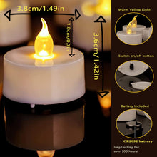 Carica l'immagine nel visualizzatore di Gallery, Candele romantiche finte, confezione da 12 candele tealight a LED giallo caldo, luce tremolante, realistiche senza fiamm
