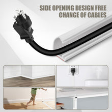 Carica l'immagine nel visualizzatore di Gallery, Canalina passacavi adesiva, canaline per cavi in silicone flessibili confezione 3m, base apribile laterale facile per mo