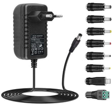 Carica l'immagine nel visualizzatore di Gallery, Adattatore AC-DC 24V 1A Alimentatore AC220V da 230V a DC24V con 8 adattatori per spina Caricabatterie DC24V 100mA a 1000mA (DC24Va 1A)