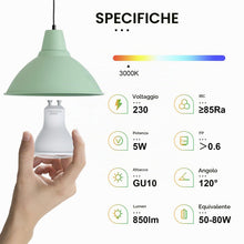 Carica l'immagine nel visualizzatore di Gallery, AGOTD Lampadine GU10 LED, 5W 850 Lumen 3000K Bianco Caldo Lampadina LED, LED GU10 equivalenti a lampade alogene 35W 50W,