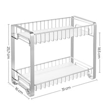 Carica l'immagine nel visualizzatore di Gallery, Portaspezie, Scaffale da Cucina in Metallo a 2 Ripiani, con Tapetto per Ripiano in Plastica, Piedini Antiscivolo, Assemblaggio Facile, per Banco, Dispensa, Bagno, Argento KCS013E01