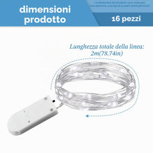 Carica l'immagine nel visualizzatore di Gallery, Catena Luminosa LED Mini Alimentata a Batteria, 16 Pezzi Filo d'Argento Impermeabile, Flessibile e Pieghevole, per Matri