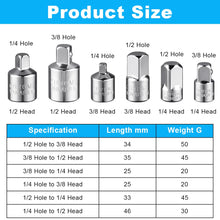 Carica l'immagine nel visualizzatore di Gallery, Flintronic Adattatore per bussola/riduttore, 1/2 "Drive Twist Nut Remover, Set di adattatori 1/4", 3/8", 1/2" per dadi, 