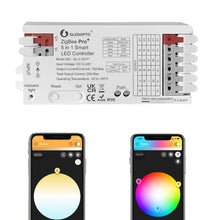 Carica l'immagine nel visualizzatore di Gallery, GLEDOPTO Controller LED ZigBee 3.0 Pro+ 5 in 1 RGBCCT RGBW CCT, 12-24 V 20 A (15 A per canale), dimmer 1-100% senza sfar