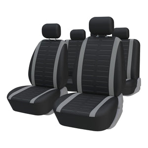 Set Coprisedili Anteriori e Posteriori Completo di Coprisedili per Auto Universale 5 Posti Copri-Sedile Universali per Guidatore e Passeggero In Tessuto Accessori Interni, Grigio