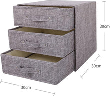 Carica l'immagine nel visualizzatore di Gallery, YINGGG Portaoggetti in tessuto Contenitori portaoggetti con maniglia Cassetto Organizer Contenitori pieghevoli per calzini, reggiseni (grigio, 3 grandi cassetti)