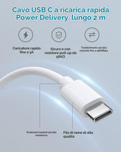 Carica l'immagine nel visualizzatore di Gallery, Caricatore USB 18W con Cavo Type-C 2M per Samsung Galaxy A15/A53/A13/A14/A12/S10/S9/A32/A21S/A04/S23/S24/S25/S26,Xiaomi,