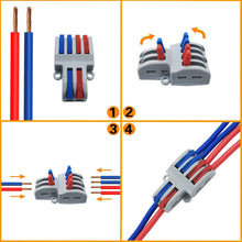 Carica l'immagine nel visualizzatore di Gallery, Morsetti Elettrici, CESFONJER 10 Pcs SPL-42 Connettori Elettrici Rapid, 2 in 4 fuori Connettore Bilaterale con Leva, Con