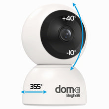 Carica l'immagine nel visualizzatore di Gallery, Beghelli Videocamera di Sorveglianza Dom-e Motion Plus Orientabile da App Full HD - Controllo Smartphone, Wi-Fi, Led Inf