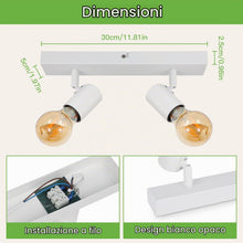 Carica l'immagine nel visualizzatore di Gallery, Kimjo Plafoniera LED Soffitto con 2 Faretti, Bianco Faretti da Soffitto E27