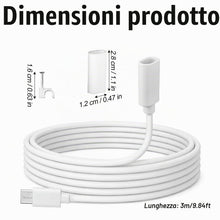 Carica l'immagine nel visualizzatore di Gallery, Cavo di Prolunga USB C 3m, Cavo di Prolunga USB C da Maschio a Femmina con Clip e Custodia Impermeabile Compatibile con 