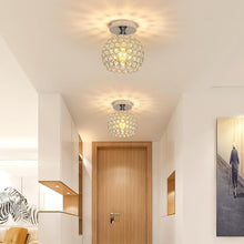 Carica l'immagine nel visualizzatore di Gallery, Lampade da Soffitto Cristallo, E27 Plafoniera a Soffitto con Argento Base Moderno, Lampadario Mini Palla Illuminazione a