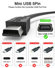 Carica l'immagine nel visualizzatore di Gallery, Cavo di ricarica compatibile con controller Ps3 Caricabatterie USB A 2.0 a Mini-B USB 5pin Cavo di ricarica Cavo dati pe