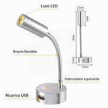 Carica l'immagine nel visualizzatore di Gallery, ERWEY 2 pezzi LED 12V Camper Lampade da Lettura Lampada da Parete camper a collo d'oca flessibile con USB, 3W 3000K DC 1